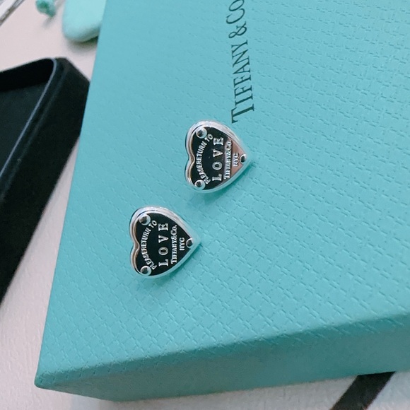 Tiffany & Co Silver Heart Love Studs